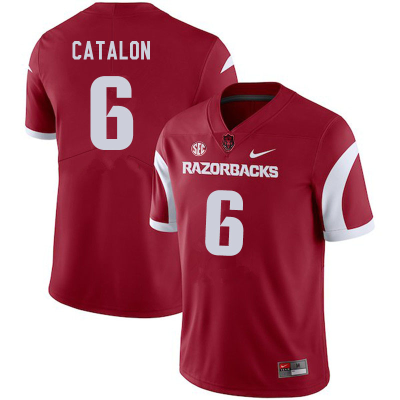 Men #6 Kendall Catalon Arkansas Razorbacks College Football Jerseys Sale-Cardinal